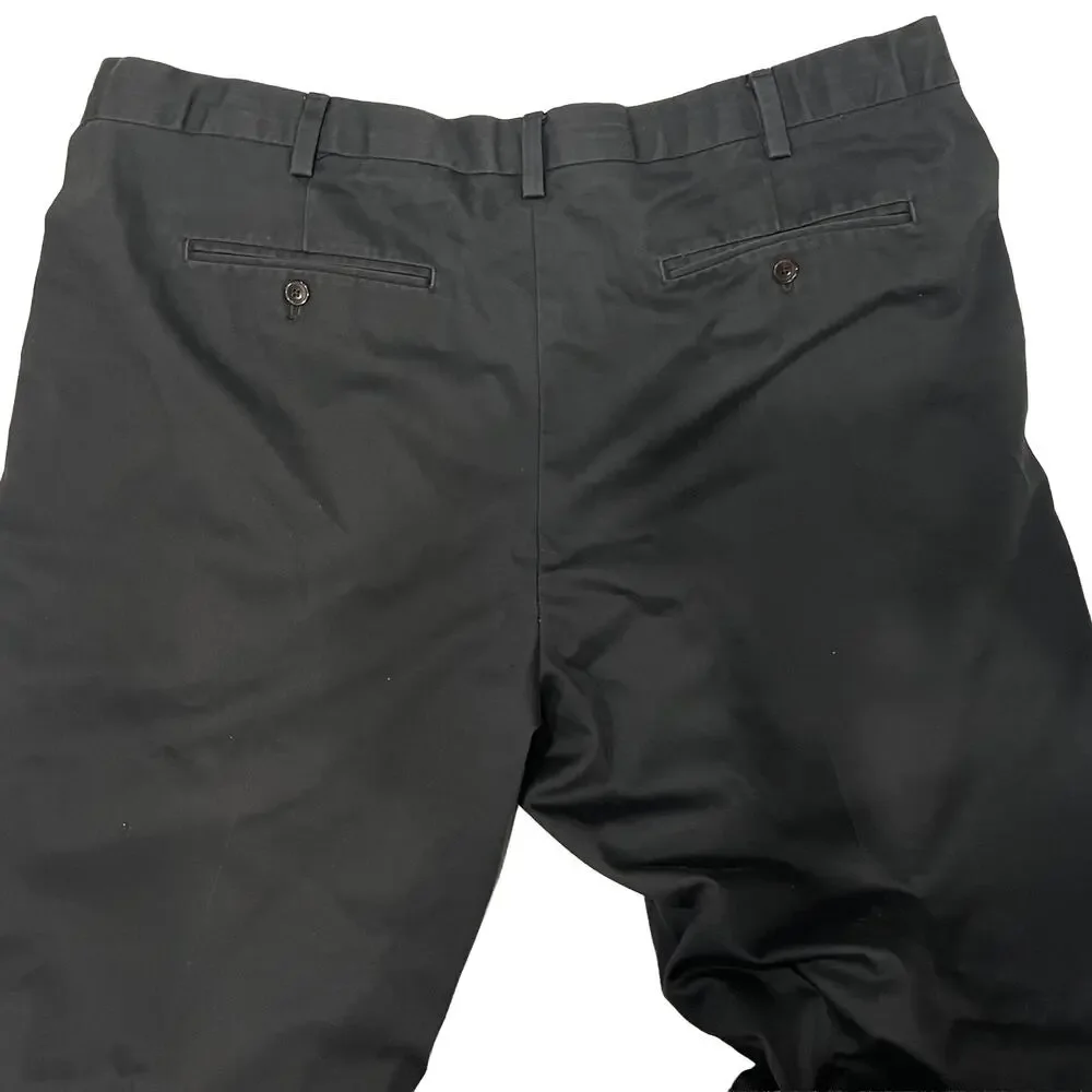 Eddie Bauer Men 42x29 Wrinkle Resistant Relaxed Fit Chino Pants Black Twill
